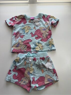 Disney Aqua and Pink Ariel & Friends Shorts Set